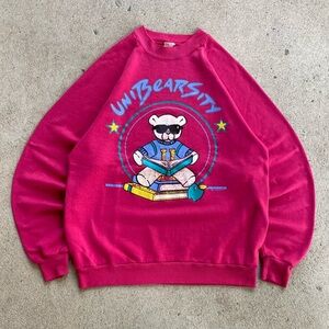 90s Vintage Bear University Pink Crewneck